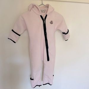 Moncler baby fleece bunting suit pink 9-12M